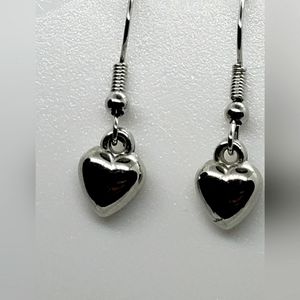 Silver 3D hearts earrings